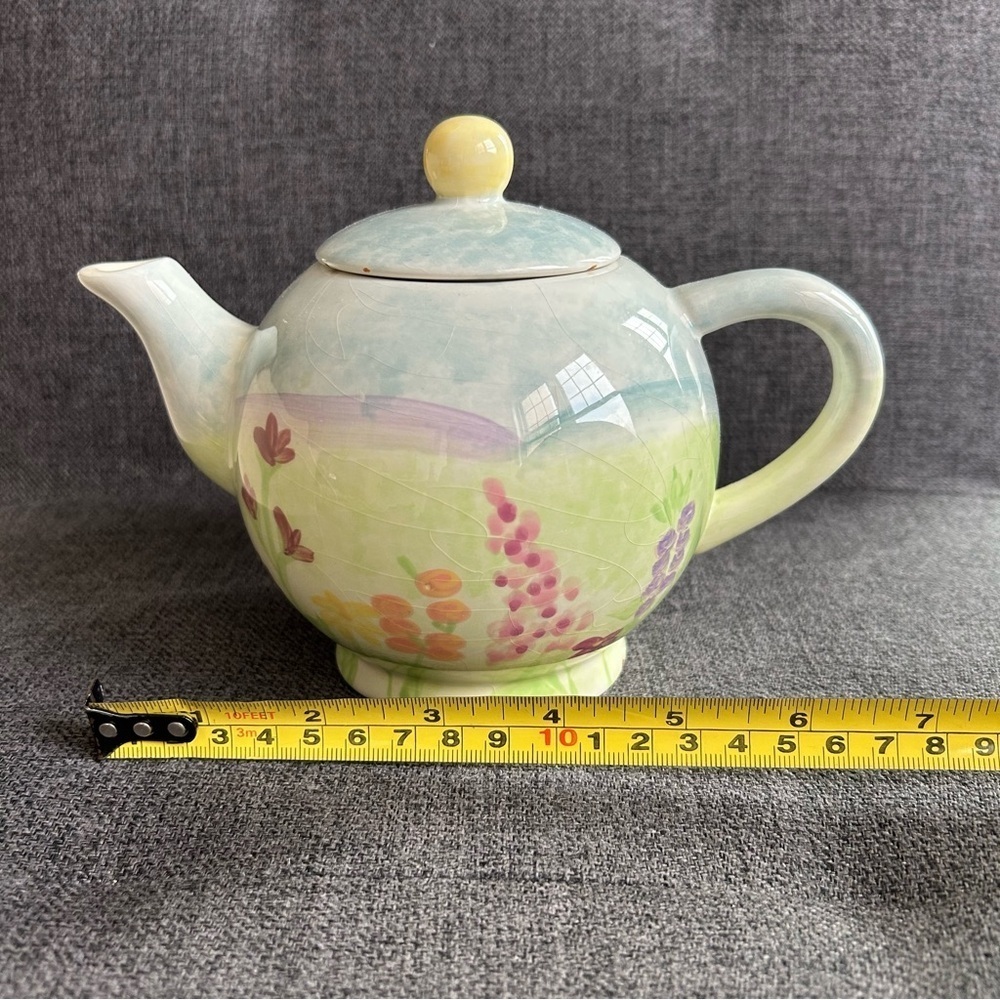 Colorful Floral Teapot, Blue, Green, Pink Pastels, 16 oz - Picture 9 of 16